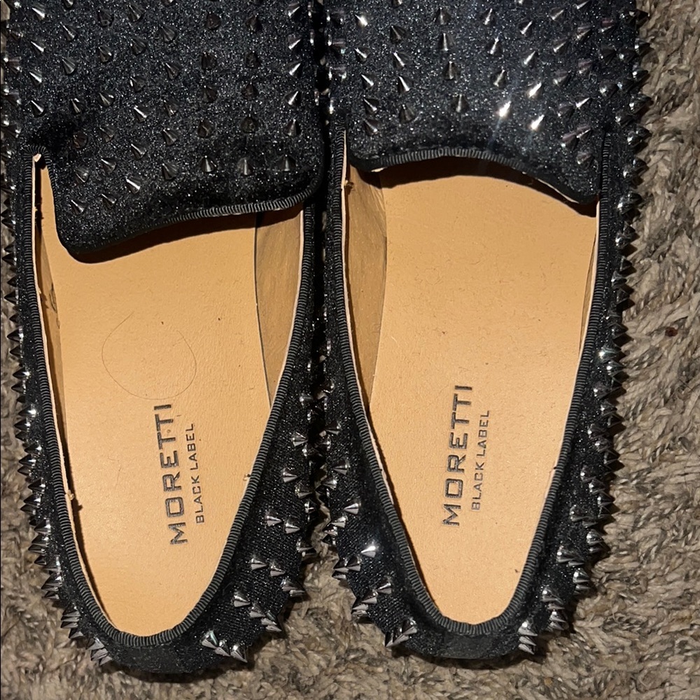 Edgy Black Studded Slip-On Loafers - Picture 2 of 4